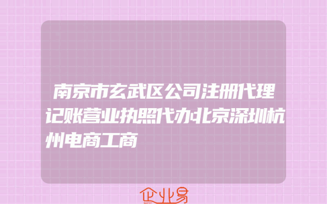 南京市玄武区公司注册代理记账营业执照代办北京深圳杭州电商工商