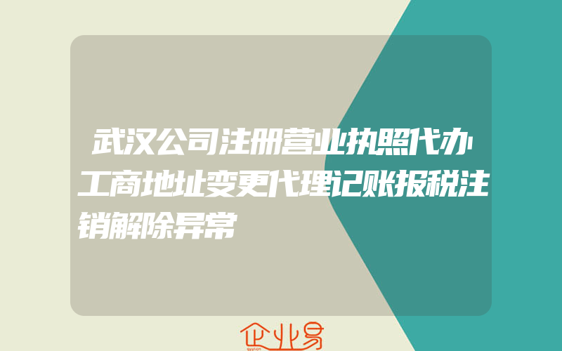 武汉公司注册营业执照代办工商地址变更代理记账报税注销解除异常