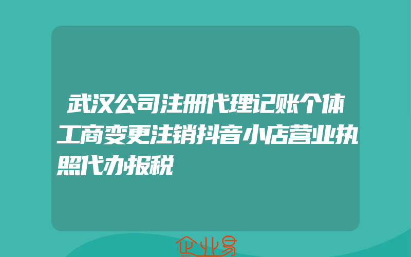 武汉公司注册代理记账个体工商变更注销抖音小店营业执照代办报税