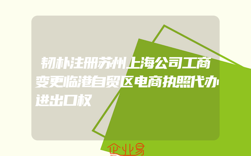 韧朴注册苏州上海公司工商变更临港自贸区电商执照代办进出口权