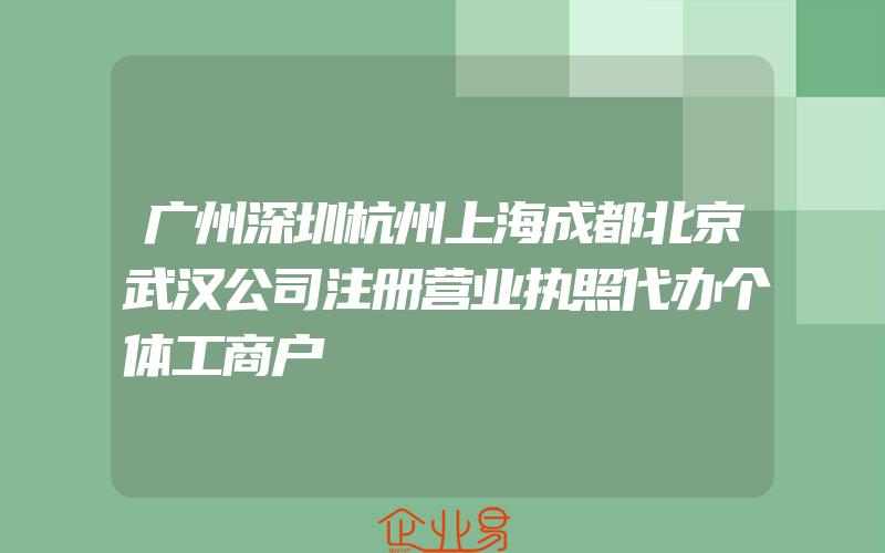 广州深圳杭州上海成都北京武汉公司注册营业执照代办个体工商户