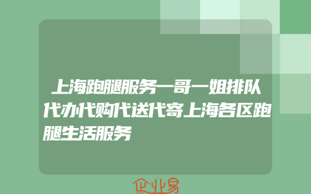 上海跑腿服务一哥一姐排队代办代购代送代寄上海各区跑腿生活服务