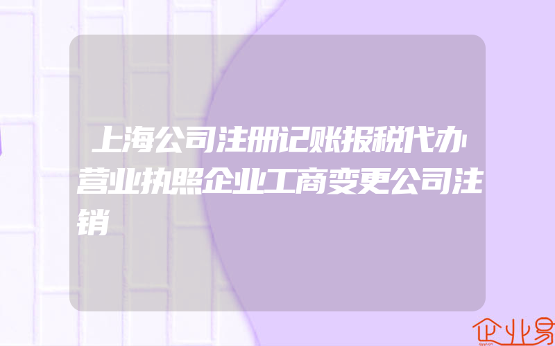 上海公司注册记账报税代办营业执照企业工商变更公司注销