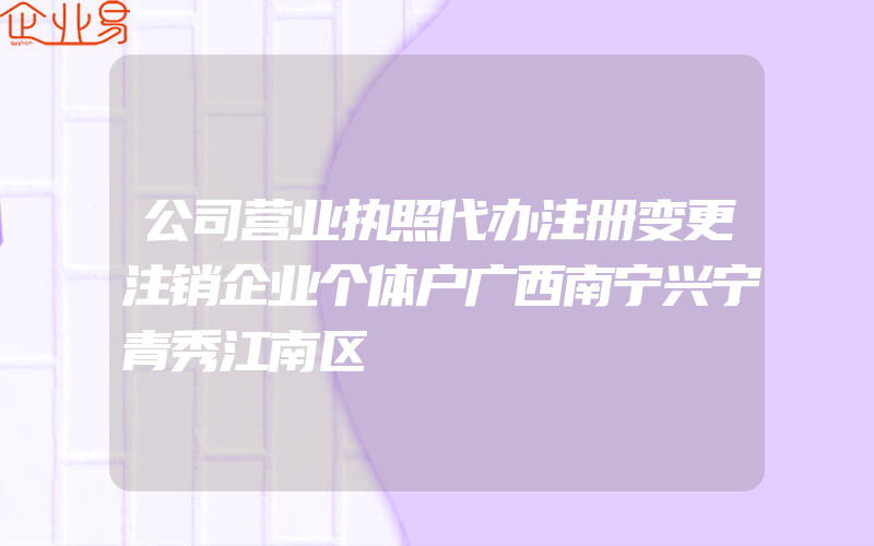 公司营业执照代办注册变更注销企业个体户广西南宁兴宁青秀江南区