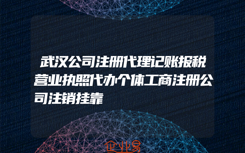 武汉公司注册代理记账报税营业执照代办个体工商注册公司注销挂靠