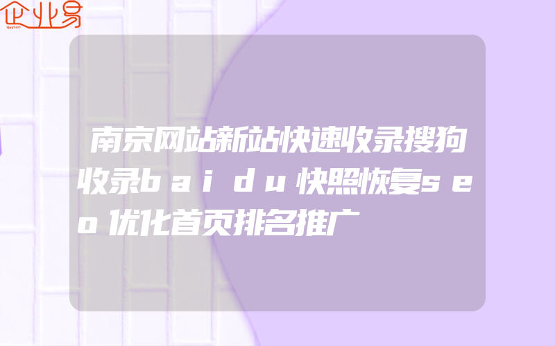 南京网站新站快速收录搜狗收录baidu快照恢复seo优化首页排名推广