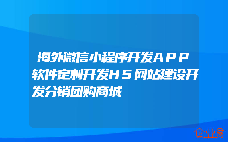 海外微信小程序开发APP软件定制开发H5网站建设开发分销团购商城