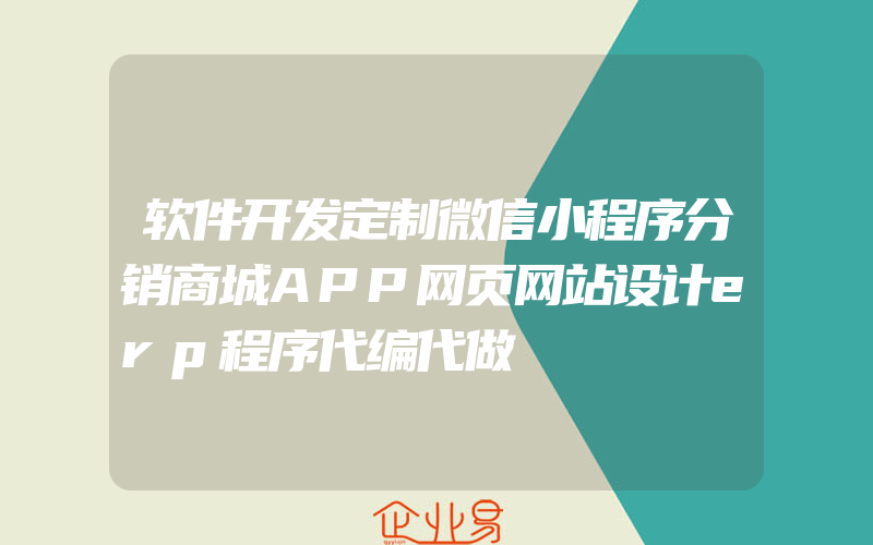 软件开发定制微信小程序分销商城APP网页网站设计erp程序代编代做