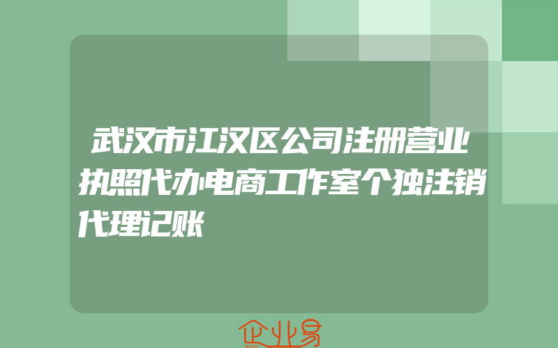 武汉市江汉区公司注册营业执照代办电商工作室个独注销代理记账