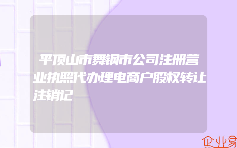 平顶山市舞钢市公司注册营业执照代办理电商户股权转让注销记