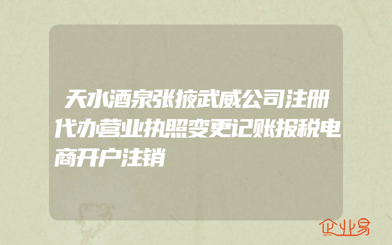 天水酒泉张掖武威公司注册代办营业执照变更记账报税电商开户注销