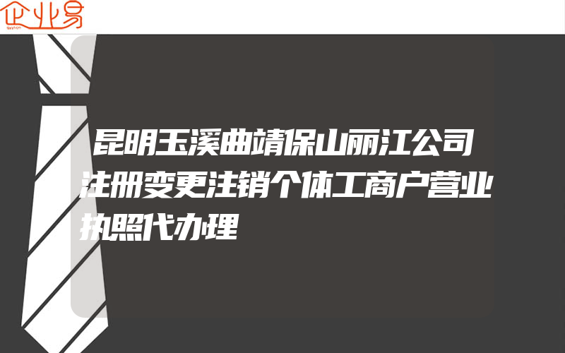 昆明玉溪曲靖保山丽江公司注册变更注销个体工商户营业执照代办理