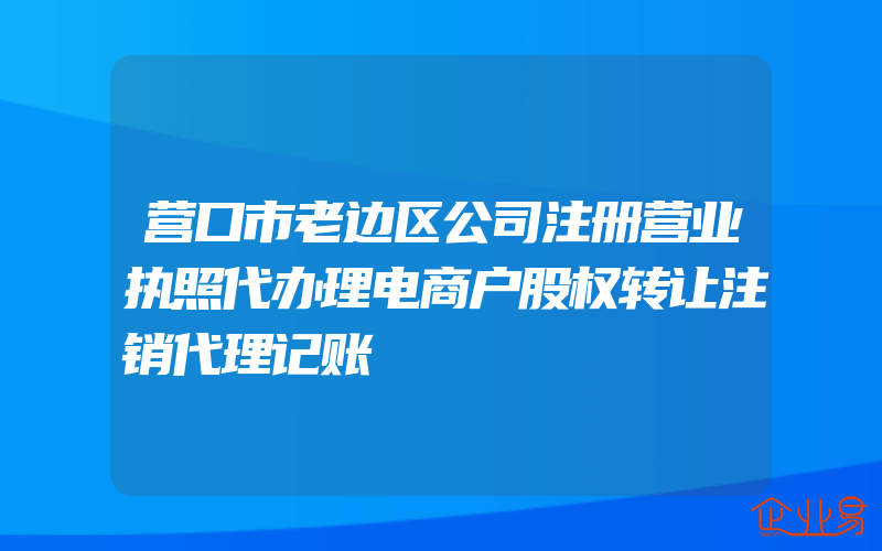 营口市老边区公司注册营业执照代办理电商户股权转让注销代理记账