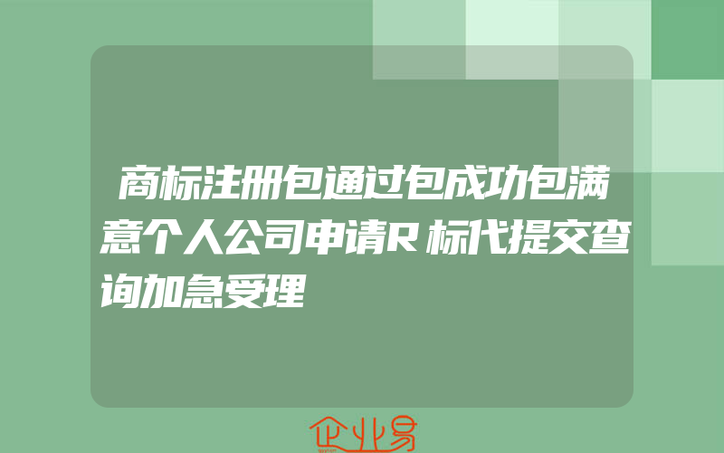 商标注册包通过包成功包满意个人公司申请R标代提交查询加急受理