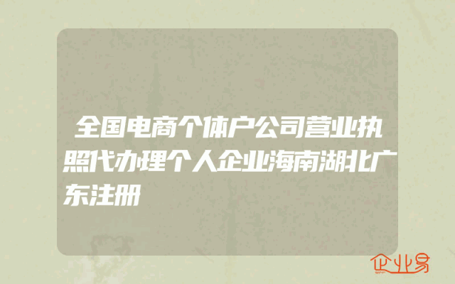 全国电商个体户公司营业执照代办理个人企业海南湖北广东注册