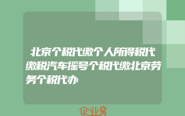 北京个税代缴个人所得税代缴税汽车摇号个税代缴北京劳务个税代办