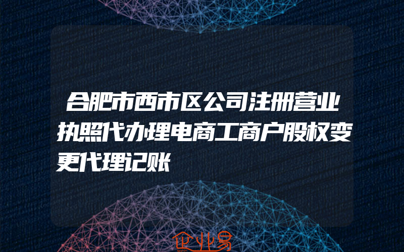 合肥市西市区公司注册营业执照代办理电商工商户股权变更代理记账