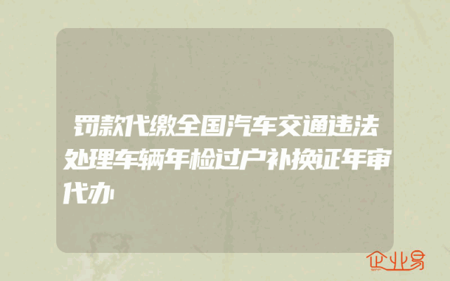 罚款代缴全国汽车交通违法处理车辆年检过户补换证年审代办