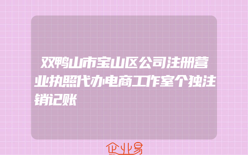 双鸭山市宝山区公司注册营业执照代办电商工作室个独注销记账