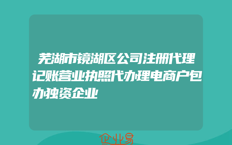 芜湖市镜湖区公司注册代理记账营业执照代办理电商户包办独资企业