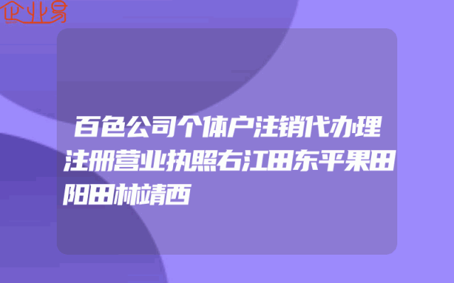 百色公司个体户注销代办理注册营业执照右江田东平果田阳田林靖西