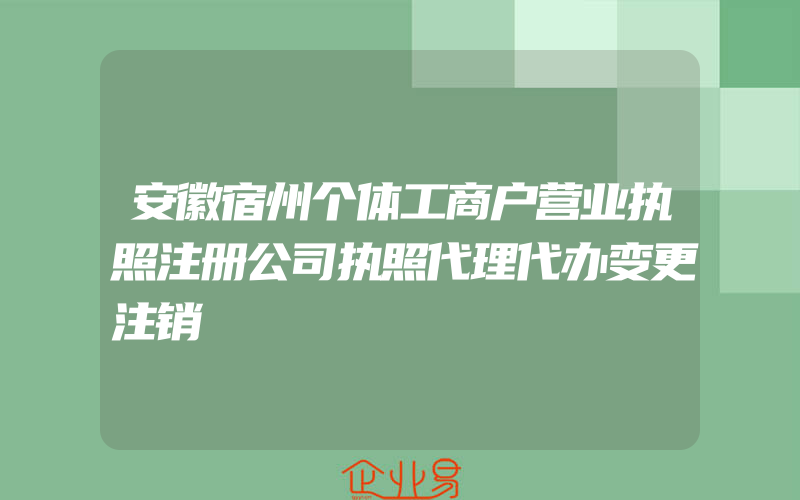 安徽宿州个体工商户营业执照注册公司执照代理代办变更注销