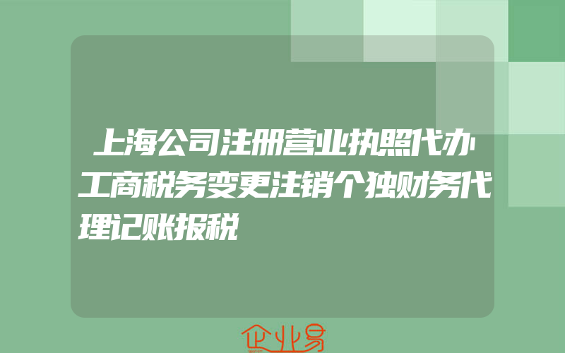 上海公司注册营业执照代办工商税务变更注销个独财务代理记账报税