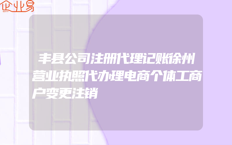 丰县公司注册代理记账徐州营业执照代办理电商个体工商户变更注销