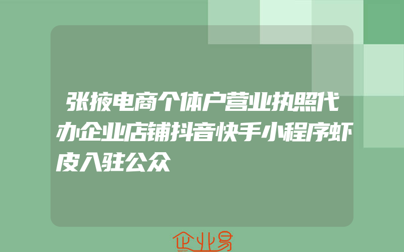 张掖电商个体户营业执照代办企业店铺抖音快手小程序虾皮入驻公众