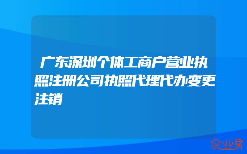 广东深圳个体工商户营业执照注册公司执照代理代办变更注销