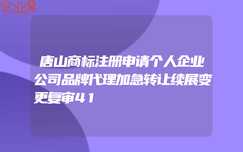 唐山商标注册申请个人企业公司品牌代理加急转让续展变更复审41