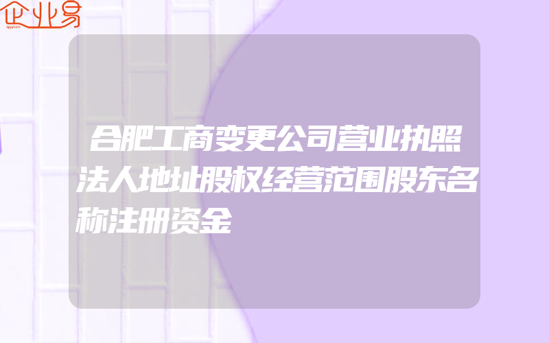 合肥工商变更公司营业执照法人地址股权经营范围股东名称注册资金