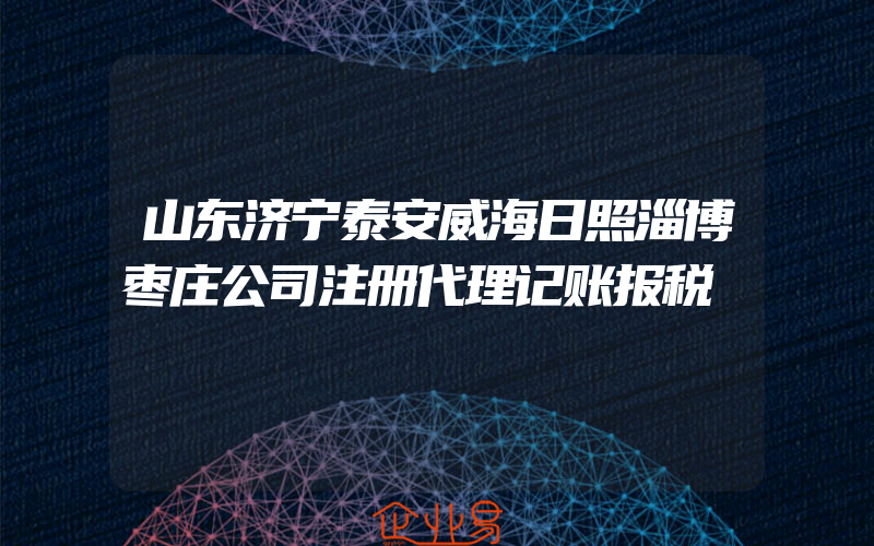 山东济宁泰安威海日照淄博枣庄公司注册代理记账报税