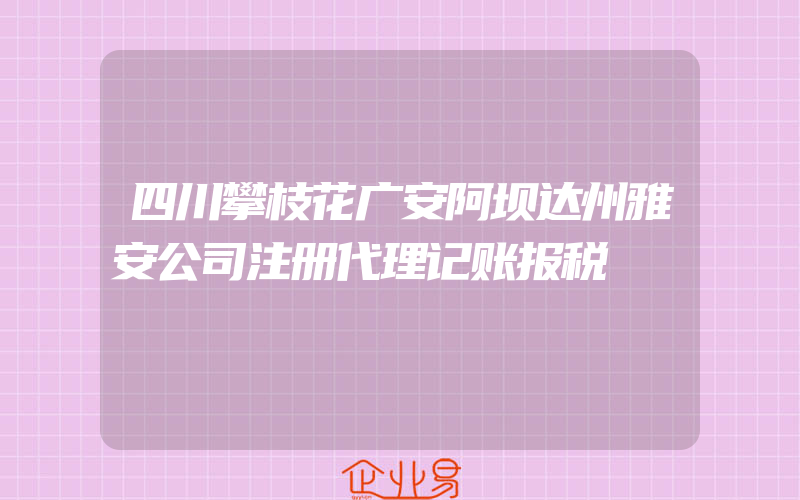 四川攀枝花广安阿坝达州雅安公司注册代理记账报税