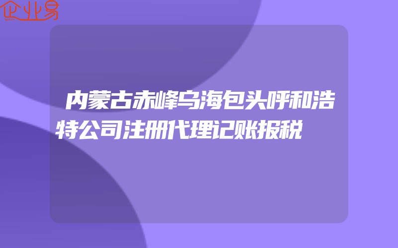 内蒙古赤峰乌海包头呼和浩特公司注册代理记账报税