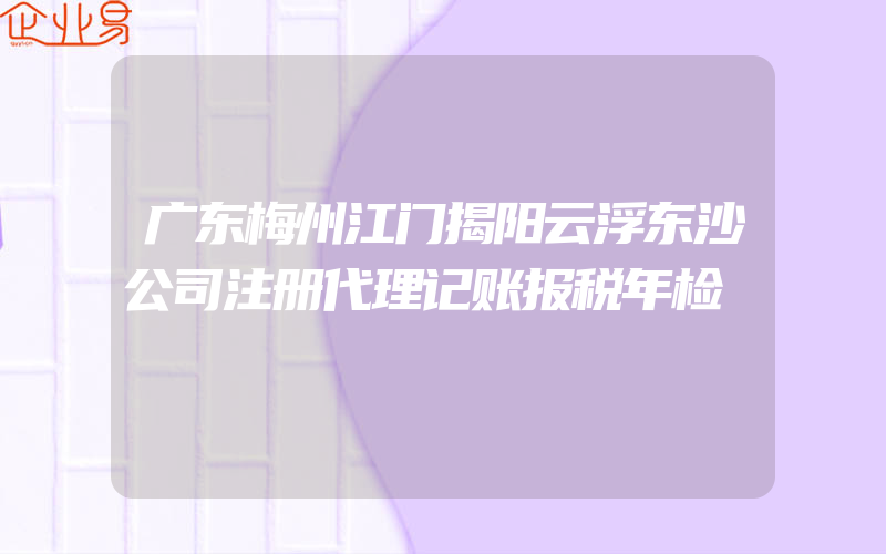 广东梅州江门揭阳云浮东沙公司注册代理记账报税年检