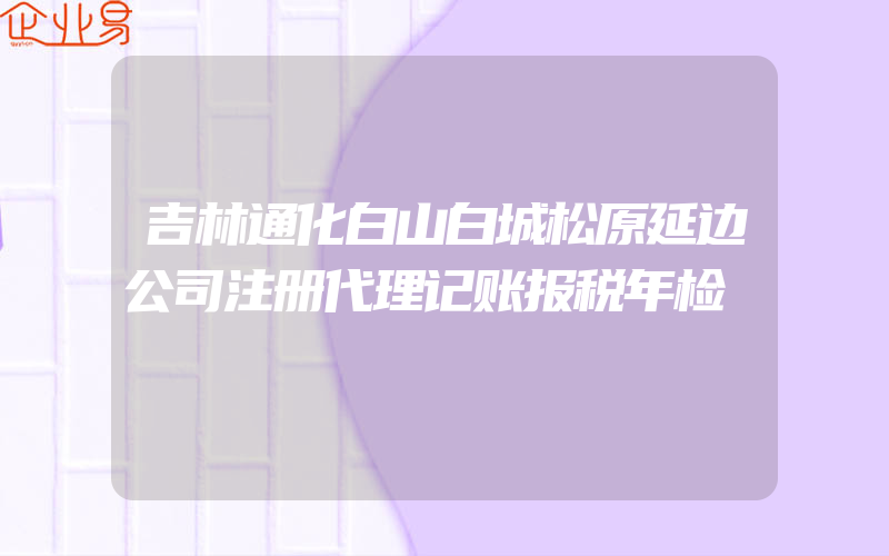 吉林通化白山白城松原延边公司注册代理记账报税年检