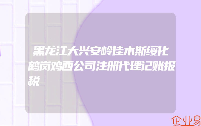 黑龙江大兴安岭佳木斯绥化鹤岗鸡西公司注册代理记账报税