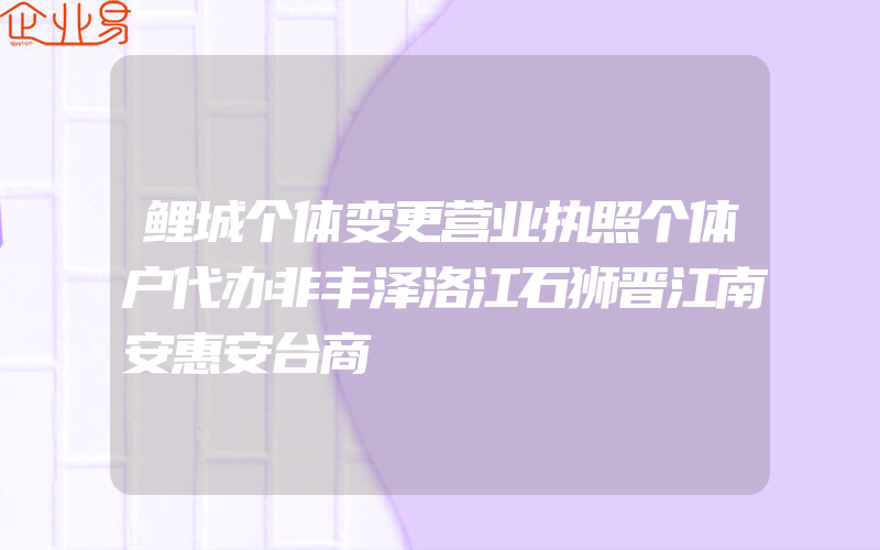 鲤城个体变更营业执照个体户代办非丰泽洛江石狮晋江南安惠安台商