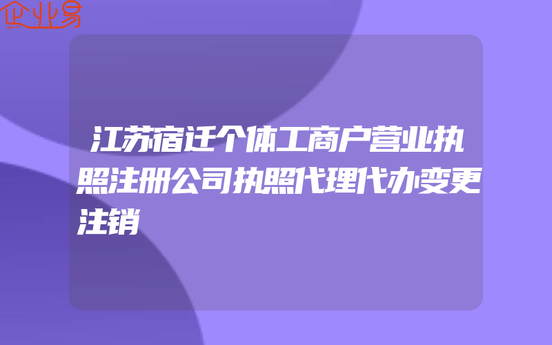 江苏宿迁个体工商户营业执照注册公司执照代理代办变更注销