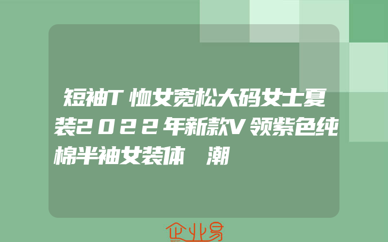 短袖T恤女宽松大码女士夏装2022年新款V领紫色纯棉半袖女装体桖潮