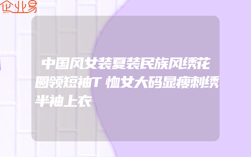 中国风女装夏装民族风绣花圆领短袖T恤女大码显瘦刺绣半袖上衣