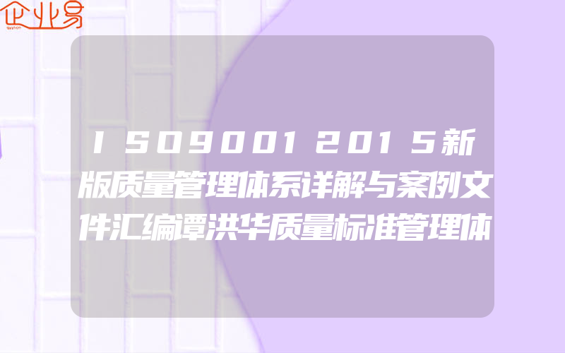 ISO90012015新版质量管理体系详解与案例文件汇编谭洪华质量标准管理体系审核员培训认证教程ISO9001质量管理体系运用图书籍