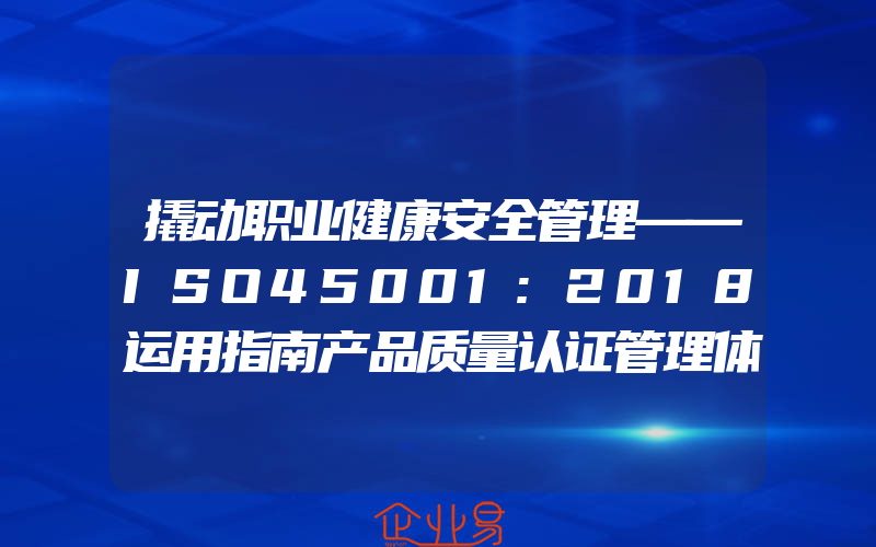 撬动职业健康安全管理——ISO45001:2018运用指南产品质量认证管理体系理论研究知识图书专业书籍