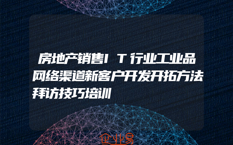 房地产销售IT行业工业品网络渠道新客户开发开拓方法拜访技巧培训